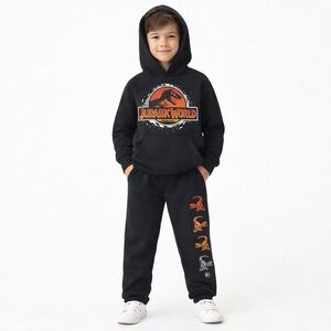 Jurassic World Boys Hoodie Jogger Set Size 5/6 Dinosaur Black NWT